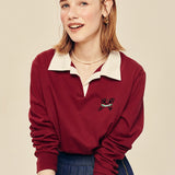 LE SONNET Key Logo Rugby Shirt - Burgundy