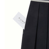 KUME STUDIO Logo Band Pleated Skirt - Navy