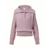 KUME STUDIO Cashmere Blend Half Zip-Up Sweater - Pink