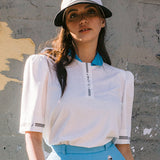 KANDINI Color Round Polo Shirt - Blue