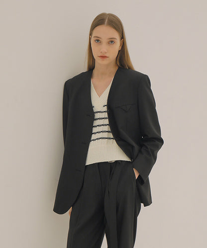 PAUL AND ALICE  NO COLLAR JACKET - BLACK