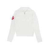 PIV'VEE Cable Knit Half Zip Sweater - Cloud White