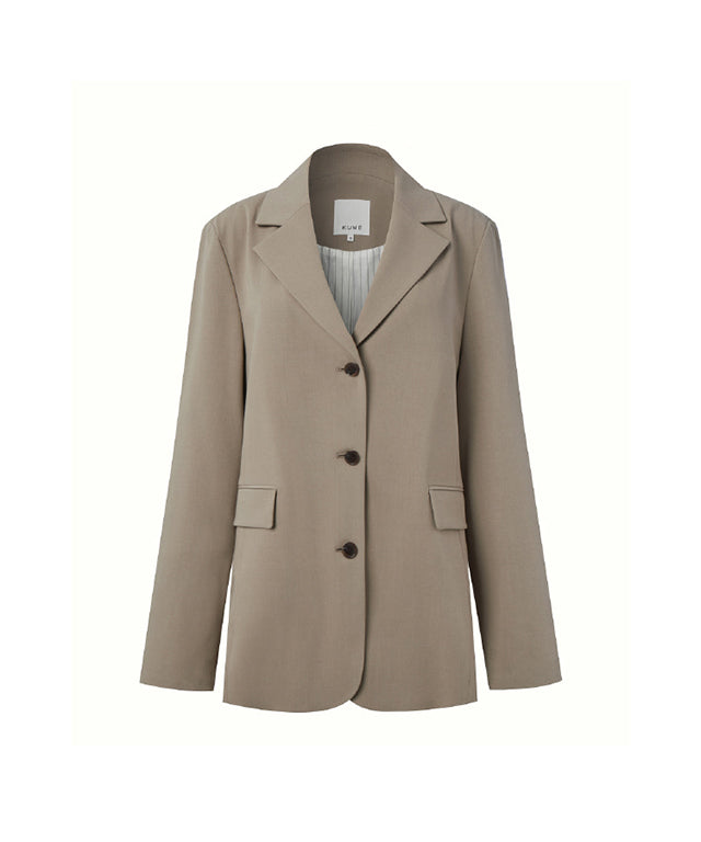 KUME STUDIO Pinctucked Point Belted Jacket - Beige