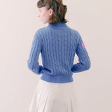 PIV'VEE Cable Knit Half Zip Sweater - Cornflower Blue