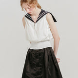UTG x LE SONNET Lovely Marine Blouse - White