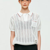 LE SONNET Air knit Polo - Cream