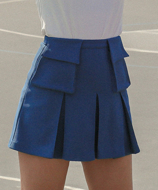 KANDINI  Pocket Pleats Skort - Blue