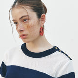 KUME STUDIO Linen Blend Summer Sweater Stripe - Navy