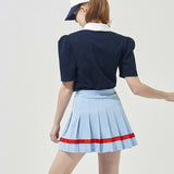 KANDINI Polo Shirts With Puff Sleeve / Short - Navy