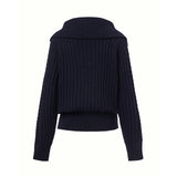 KUME STUDIO Cashmere Blend Half Zip-Up Sweater - Navy