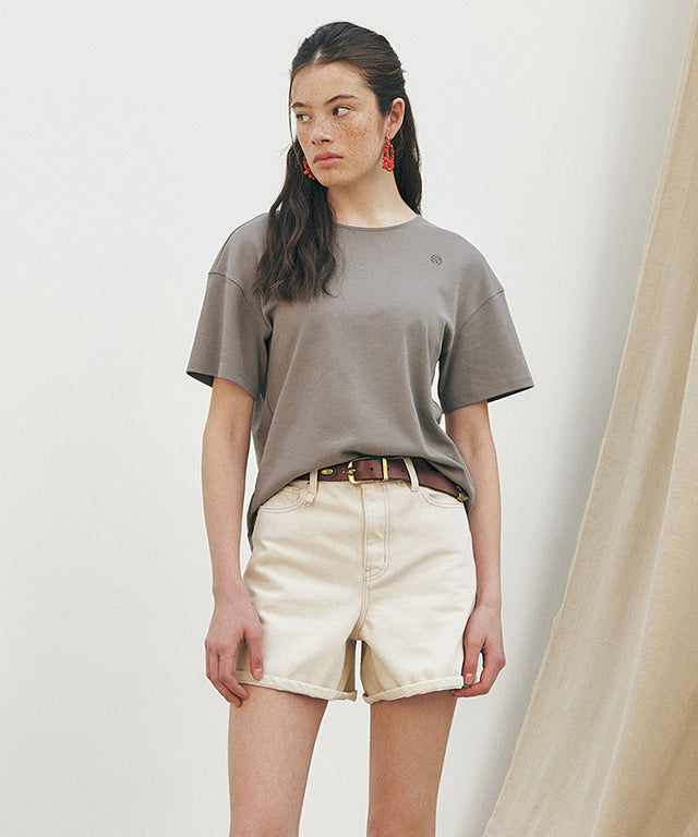 KUME STUDIO Back Pleated Ribbon T-Shirt - Dark Gray