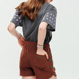 LE SONNET Button Shorts - Brown