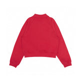 PIV'VEE Knit Collar Half Zip Sweatshirt - Cherry Red