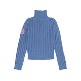 PIV'VEE Cable Knit Half Zip Sweater - Cornflower Blue