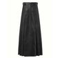 KUME STUDIO Faux Leather Pleated Long Skirt - Black
