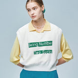 LE SONNET Quote Knit Vest - Green