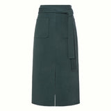 KUME STUDIO Handmade Belted Skirt - Green