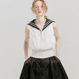 UTG x LE SONNET Lovely Marine Blouse - White