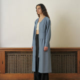 KUME STUDIO Belted Zip-Up Long Dress - Sky Blue