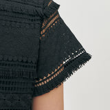 KUME  STUDIO Fringe Lace Mini Dress - Black