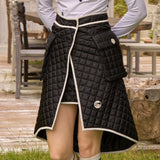 KANDINI Quilting Padded Wrap Skirt - Black