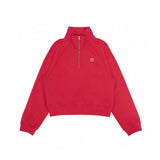 PIV'VEE Knit Collar Half Zip Sweatshirt - Cherry Red