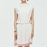 LE SONNET Iris Pleats Dress - Cream