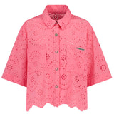 LE SONNET Eyelet Summer Shirts - Pink