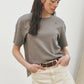 KUME STUDIO Back Pleated Ribbon T-Shirt - Dark Gray