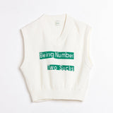 LE SONNET Quote Knit Vest - Green