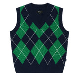 AVEN Wool Cashmere Argyle Vest - Navy