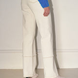 Frayed Semi-Wide Denim Pants - Ivory