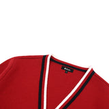 AVEN Wool Zip-Up Knit Cardigan - Red
