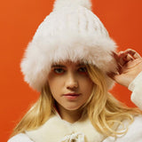 CREVE NINE: Babble Fur Beanie - Ivory