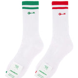 LE SONNET Key Logo Socks - Green / Red (2pack)