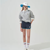 KANDINI Collared Sweatshirt With String (Printed) - Gray