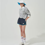 KANDINI Collared Sweatshirt With String (Printed) - Gray