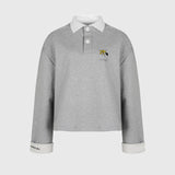 KANDINI Collared Sweatshirt With String (Printed) - Gray
