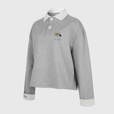 KANDINI Collared Sweatshirt With String (Printed) - Gray