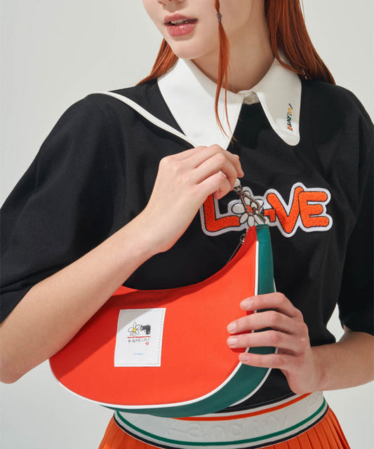 KANDINI Color Block Hobo Bag -  Orange