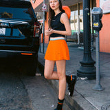 KANDINI  Elastic Band Pleats Skirt - Orange
