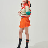 KANDINI  Elastic Band Pleats Skirt - Orange