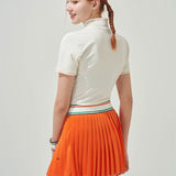 KANDINI  Elastic Band Pleats Skirt - Orange