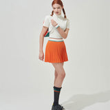 KANDINI  Elastic Band Pleats Skirt - Orange