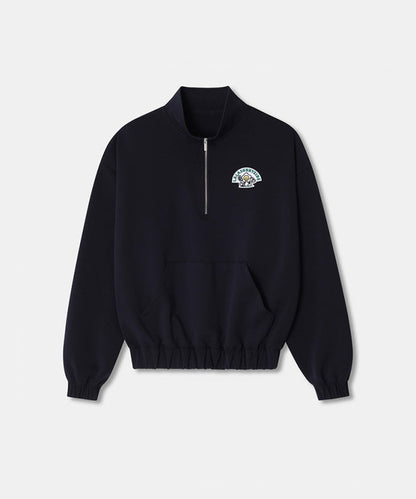 LALA SUNNYSIDE Half Zip Up Sweatshirt - Dark Navy