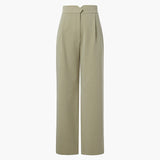 KUME STUDIO High-Rise Belt Detail Trousers - Olive