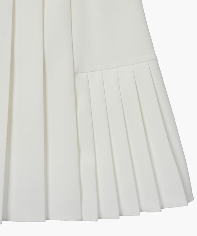 KUME STUDIO Logo Pleated Skirt With Elastice Band - Ivory