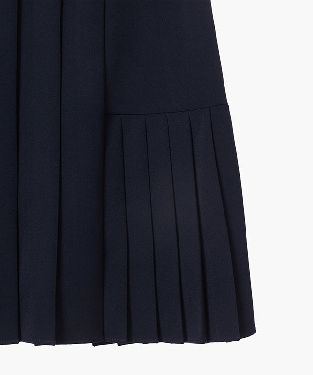 KUME STUDIO Logo Pleated Skirt With Elastice Band - Navy