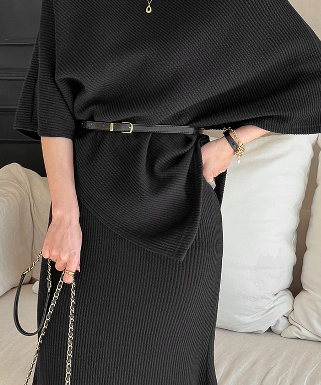 N9 Lecentz Cape Skirt + Belt - Black