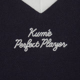 KUME  STUDIO Pleated V neck Polo Dress - Navy
